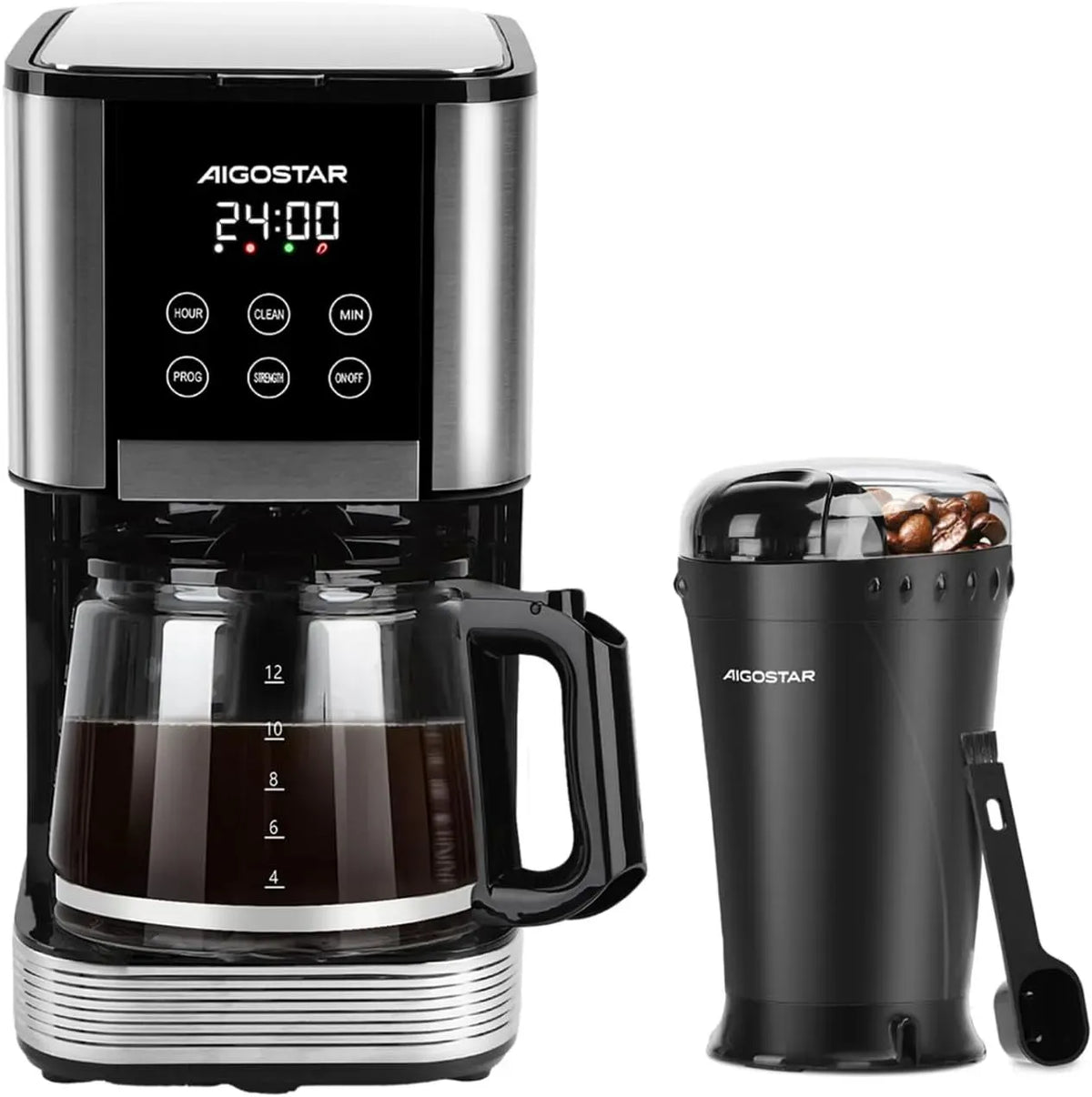 Kaffeemaschine 24h, 1000 W, 200 W, Warmhaltefunktion, 14 Tassen, Programmierbar, 60g, 2 Stärkeebenen