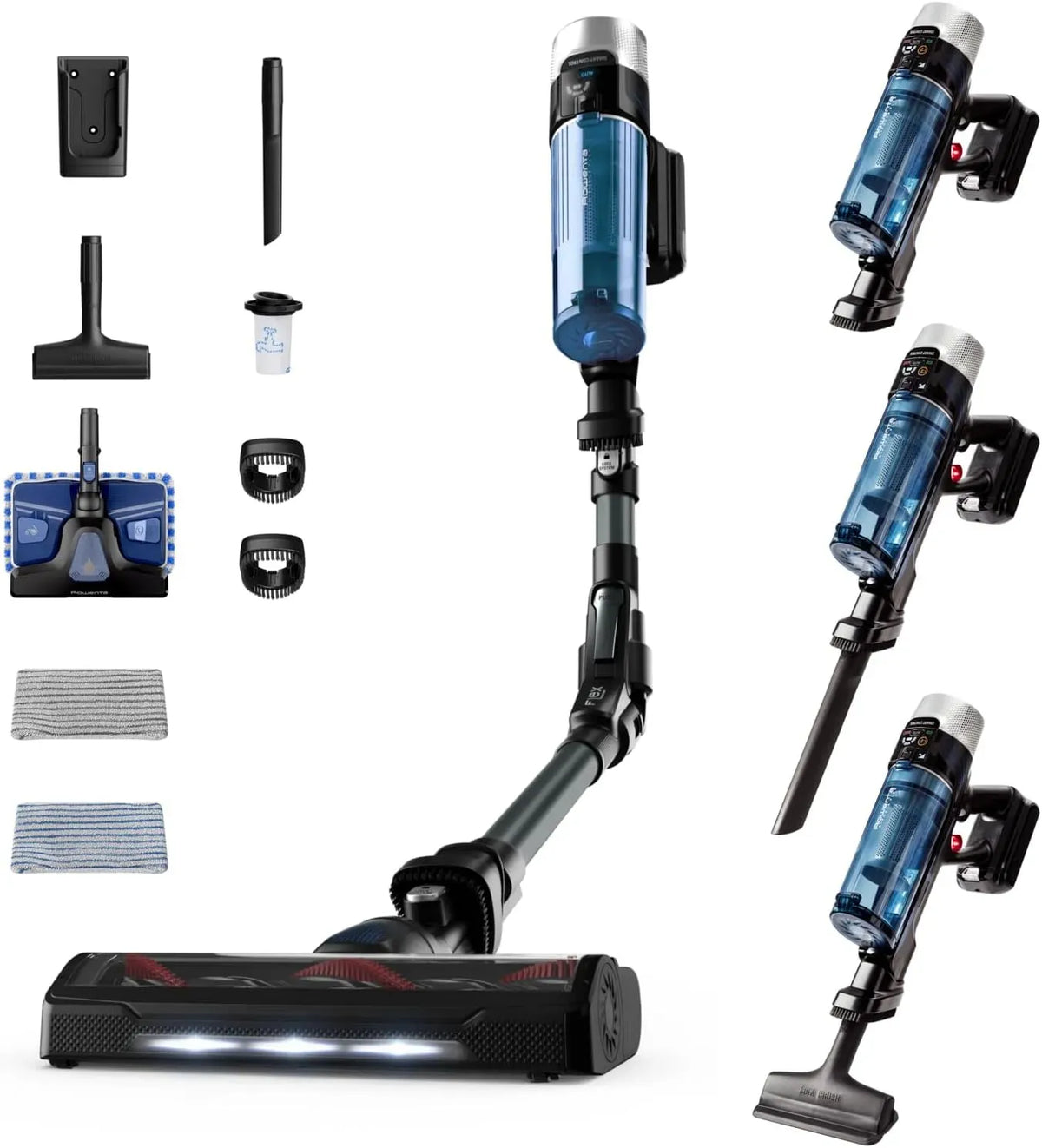 Rowenta RH20C2 Staubsauger, herausnehmbar, Schwarz, X-Force Flex 9, Flex-Gelenk, herausnehmbarer Akku, 100 Air Watt