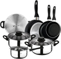 3-teiliges Kochgeschirr-Set, Ignacio, 1,6 l, 2,3 l, 3,3 l, aus Edelstahl und Pfannenset, aus gepresstem Aluminium mit Antihaftbeschichtung, 16 20 24