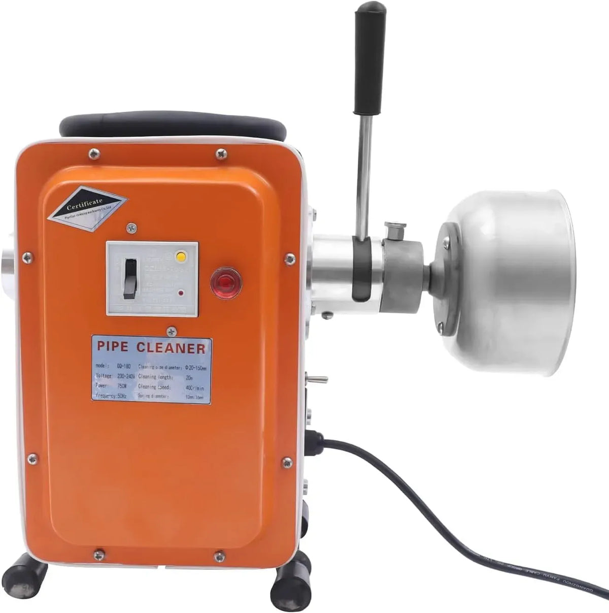 Rohrreinigungsmaschine, Abflussreiniger, 750 W, 110 mm, für Ø20-110mm Rohrleitungen Geeignet WC Kanalisation Bad