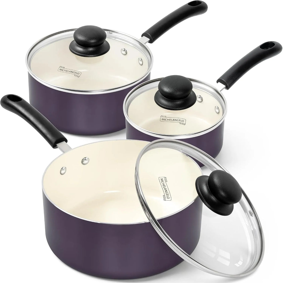 Kochgeschirr, MICHELANGELO 1Qt 2Qt, Antihaftbeschichtung, Antihaft-Saucenpfanne mit Deckel, PTFE- und PFOA-frei