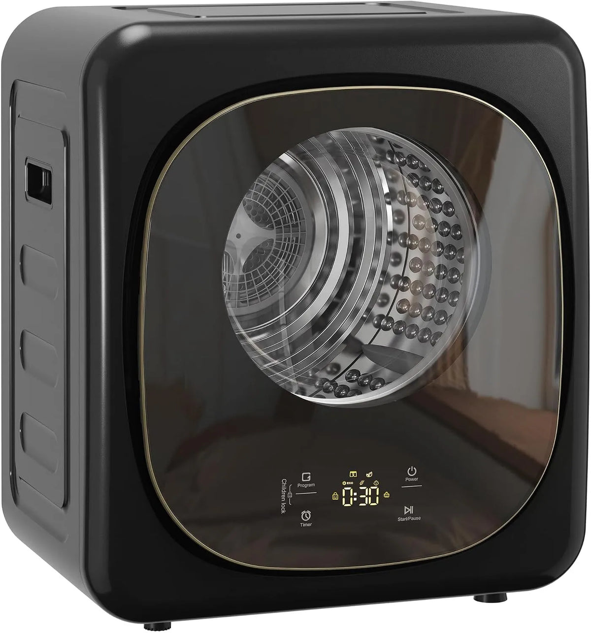 Wäschetrockner, 800 W, 4 kg, HOMCOM W 4, freistehend, Touch-Bedienung, Timer, Schwarz, Smart-Sensor, andmontierbar