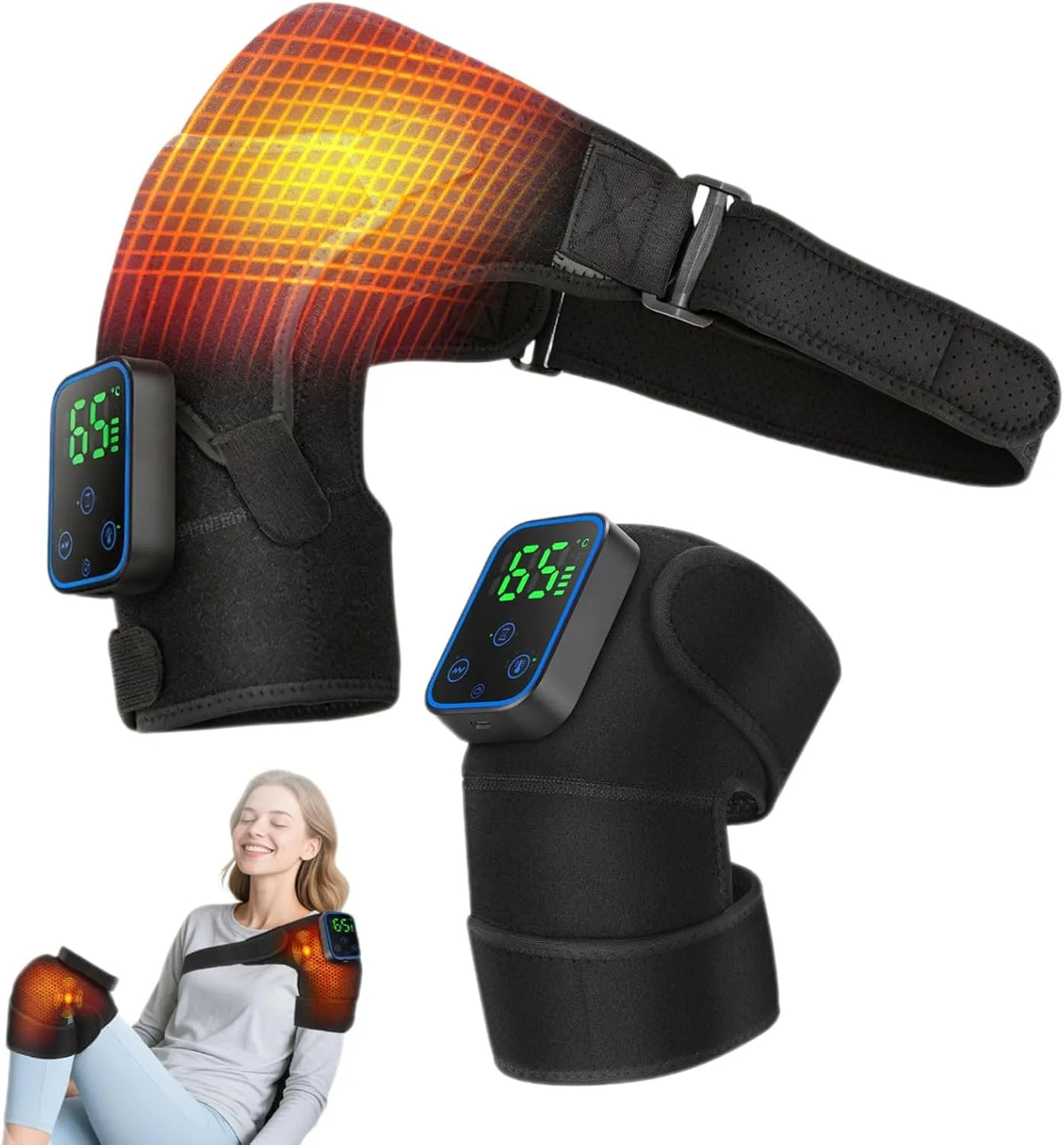 5000mAh Schultermassagegerät, Akku, Touch-Bedienung, Wärmefunktion, kabellos, für Lange Laufzeit