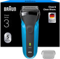 Braun Series 3 310s Rasierapparat, Rasierer, Akku, IP65, kabellos, Blau