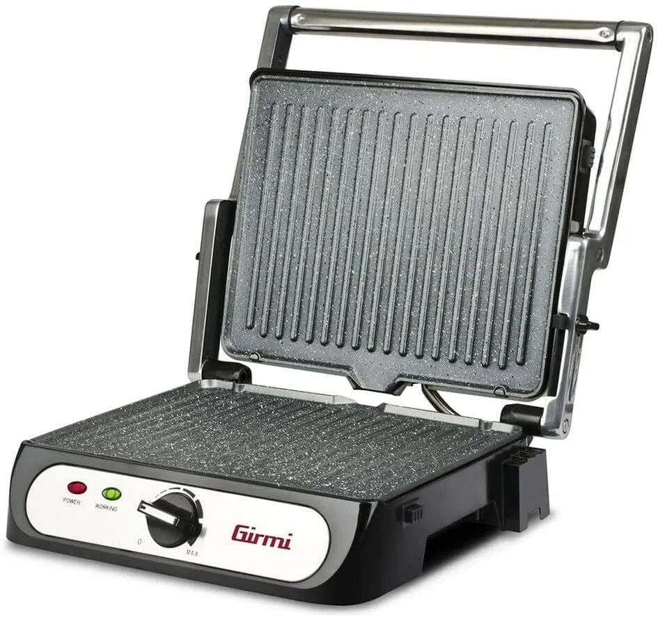 BS41 Kontaktgrill, Kontaktgrill und Paninigrill, 2000 W, Antihaftbeschichtung, Edelstahl, Schwarz, Girmi
