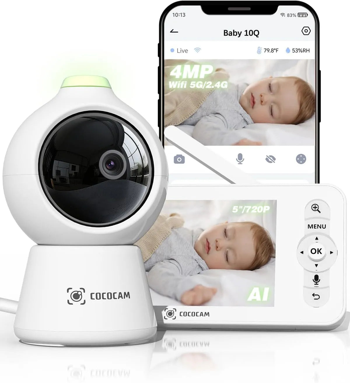 4MP 2.4GHz/5GHz Babyphone, Kamera, Babyüberwachungsgerät, WLAN, COCOCAM