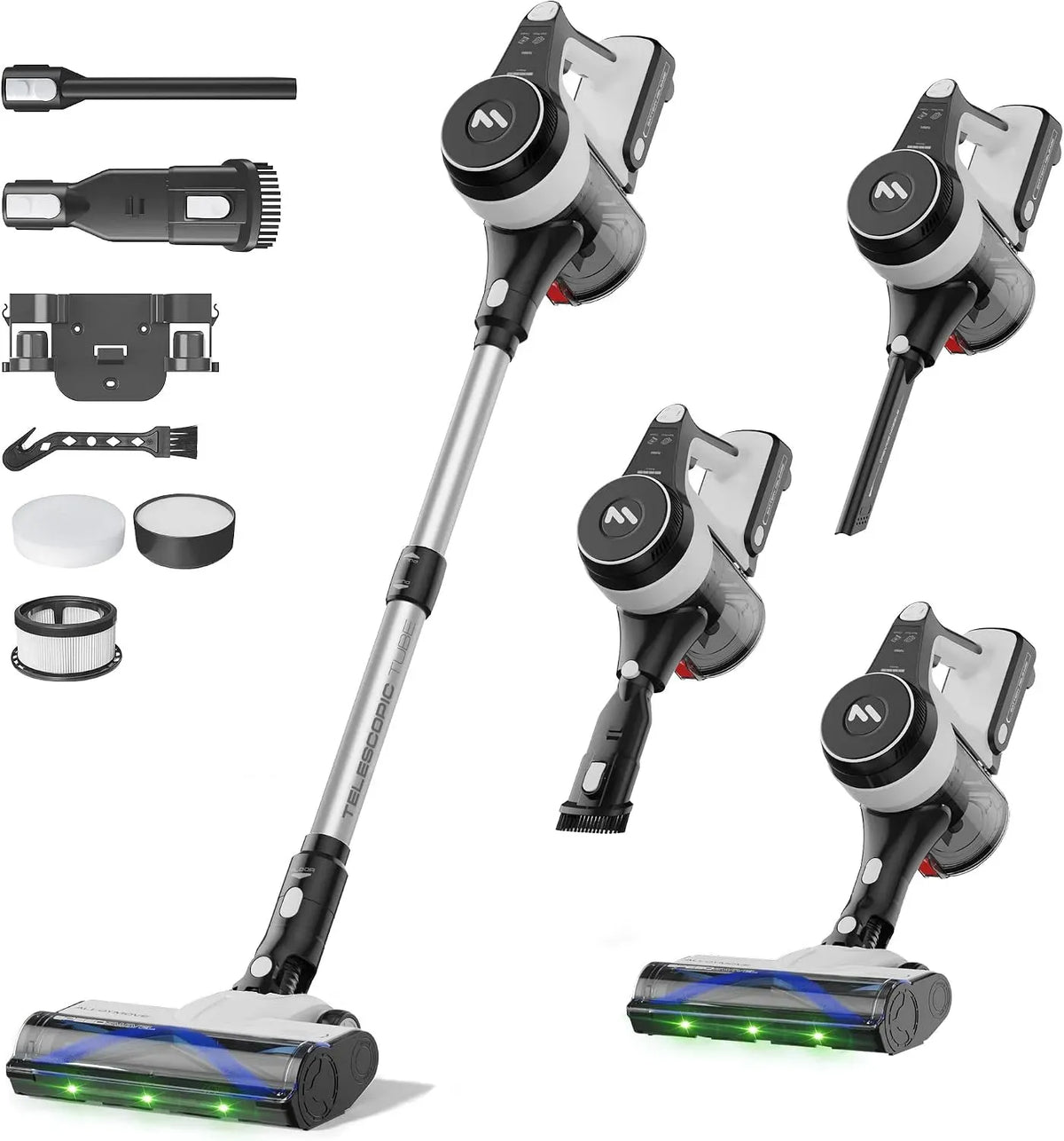 Staubsauger, 1.5 L, 550 W, AlloyMove 50000Pa/550W/70Min 7-Schicht-Filtersystem, leise, Super Leise für Tierhaare/Teppiche/Hartböden/Auto A01