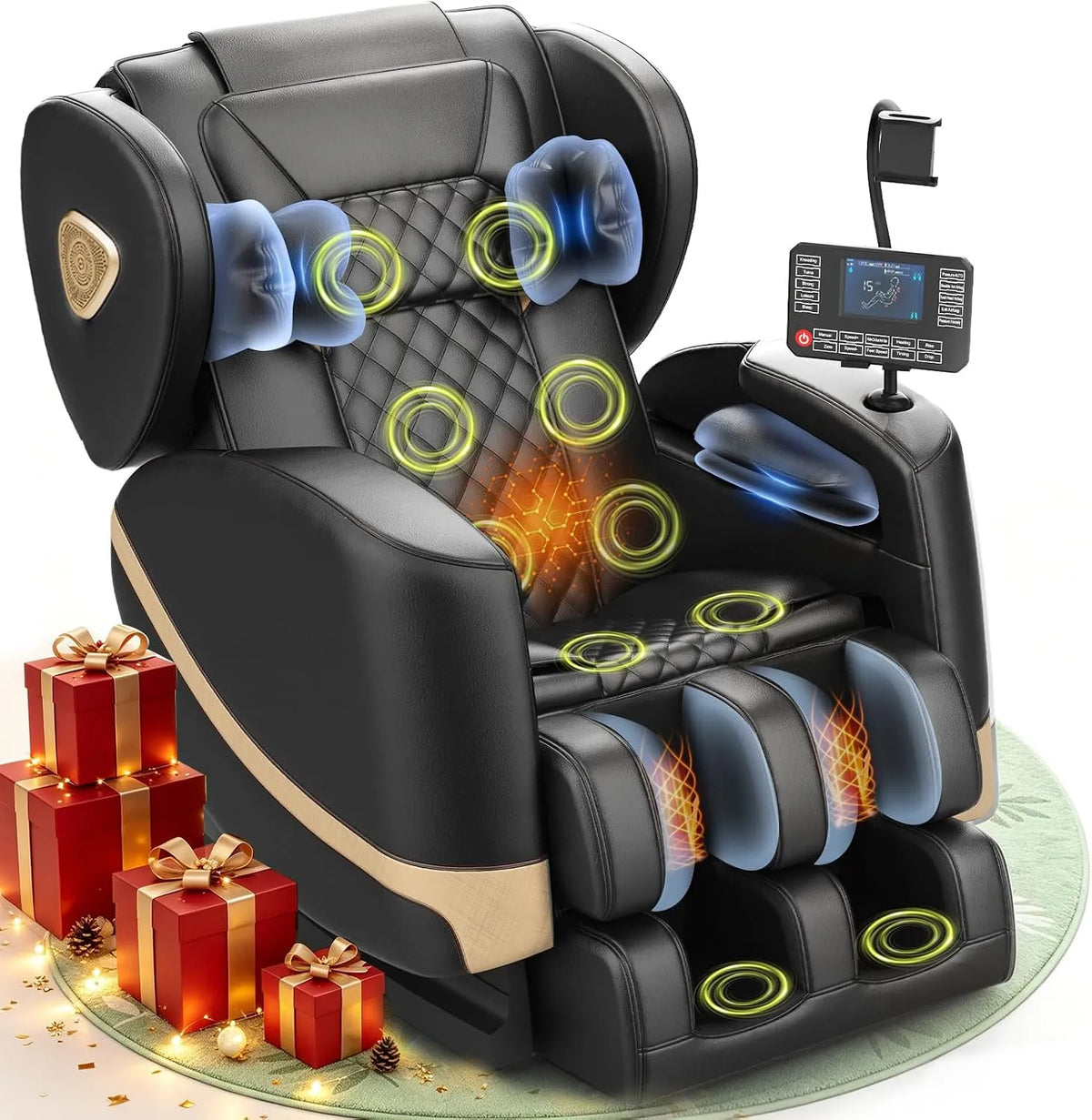 Relax- und Massagesessel 2-in-1, Transportrollen, Touch-Bedienung, Bluetooth, 14 Rollen und 8 Komfort-Airbags