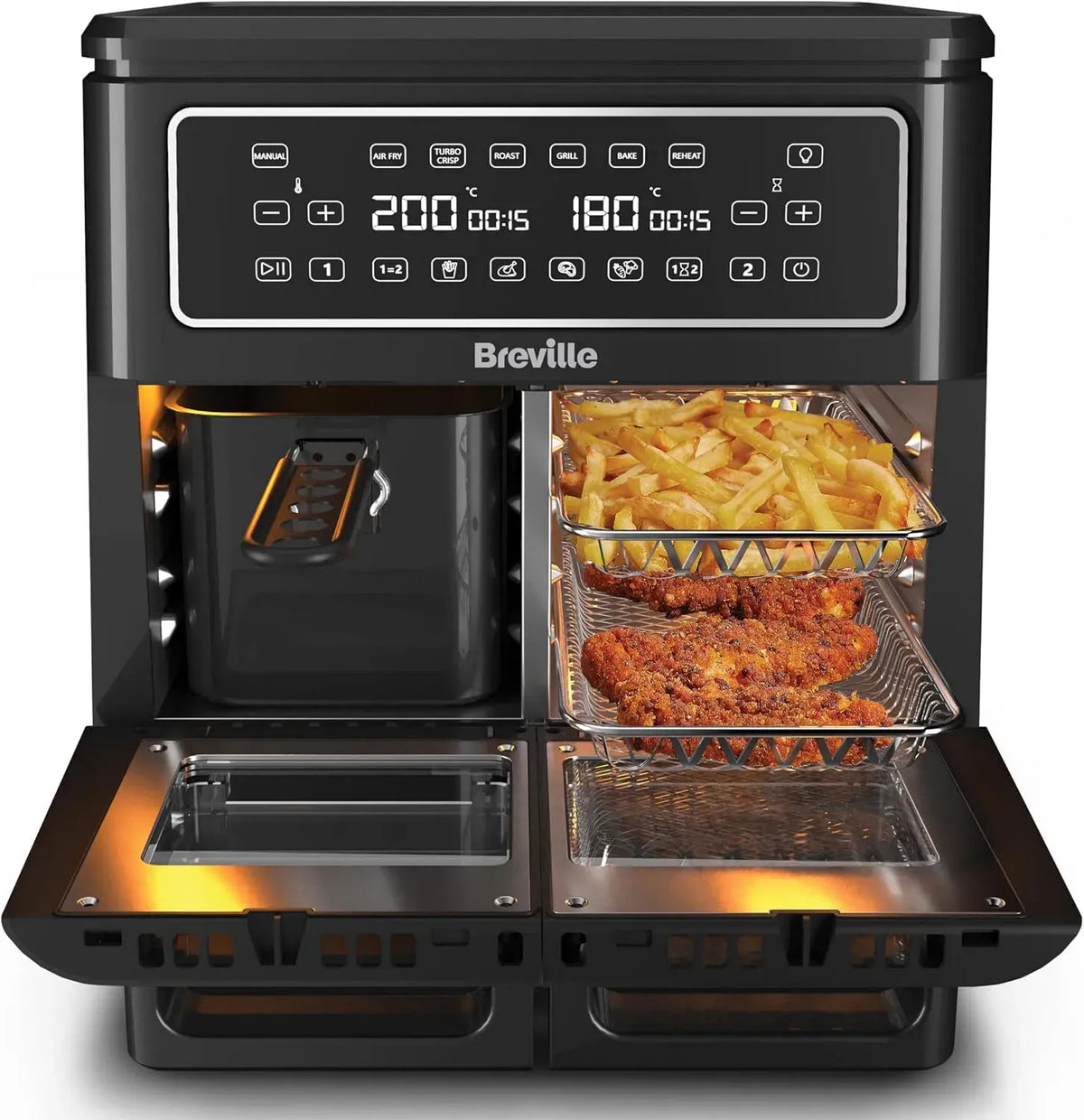 Heißluftfritteuse, elektrische Fritteuse ohne Öl, Breville Heißluftfritteuse Halo Flexi