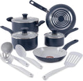 Kochgeschirr 12-teilig, T-Fal Keramik-Kochgeschirr-Set, Keramiktöpfen und Pfannen, ofenfest bis 100 °C