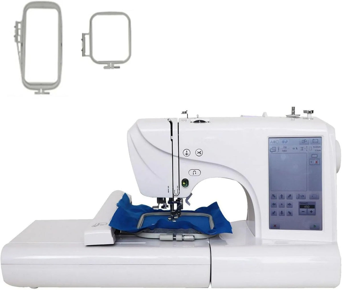 Stickmaschine, Anfänger, Stickautomat, 10,2 x 10,2 cm, 23,4 cm, 17,8 cm, Touch-Bedienung, LAN, USB, LCD-Display, kabellos, für Anfänger