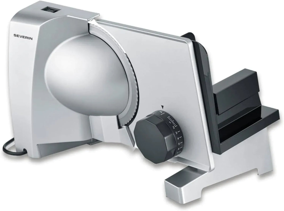 Severin AS 3917 Brotschneidemaschine, Aufschnittmaschine, Allesschneider, Schneidemaschine für Lebensmittel, 130 W, 23 mm, Grau