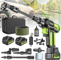 Hochdruckreiniger 4-Gang-Modus 6-in-1und, highsam Pressure Washer Max 120Bar, 180° Drehbare Düse, 0Ah Batterien, Druckreiniger Mobiler mit 2x4