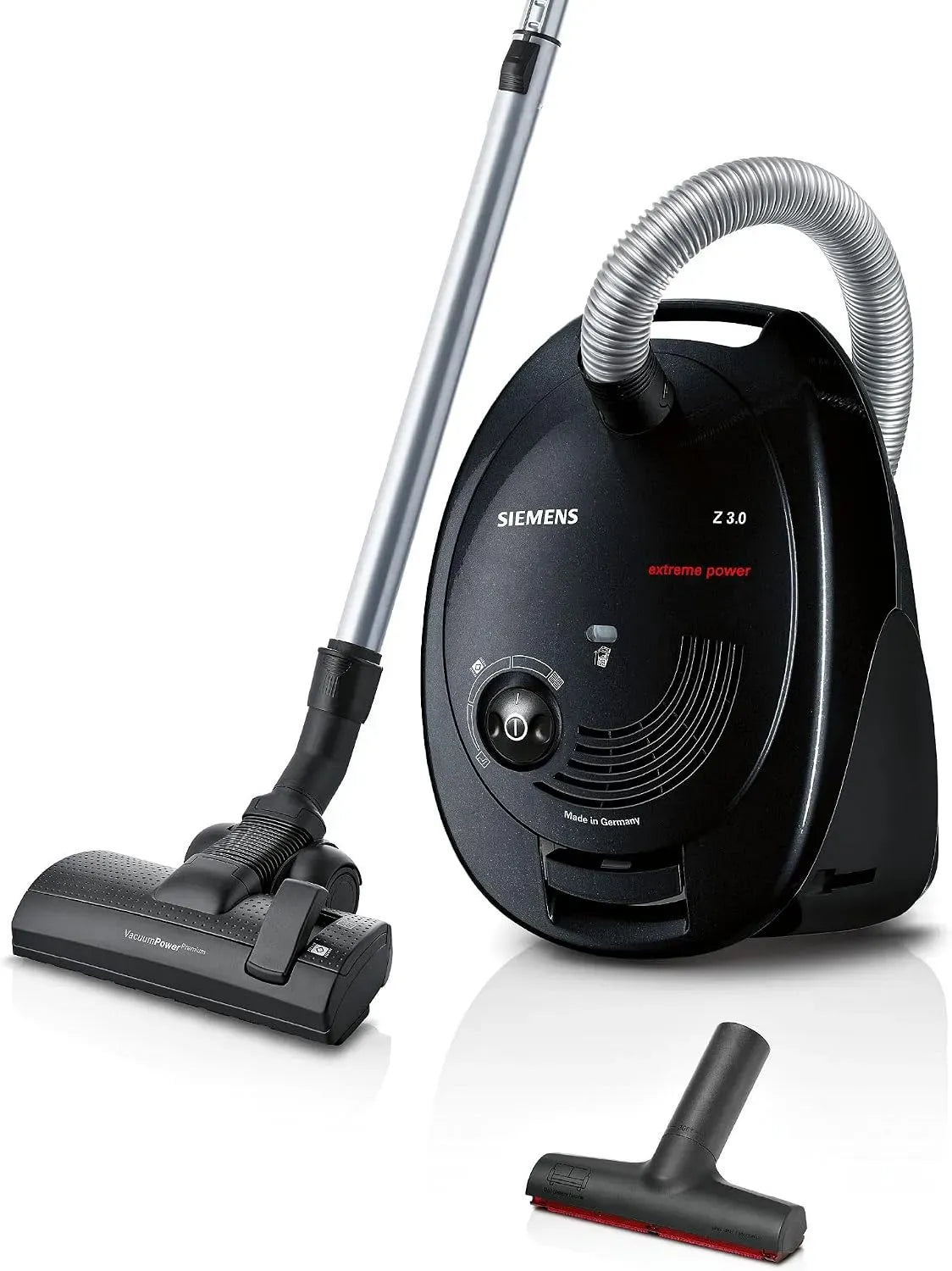 Siemens Z 3 VSZ3XTRM11 Staubsauger, 850 W, Schwarz, 0 extreme power VS XTRM11, XXL-Polsterdüse ideal für Tierhaare