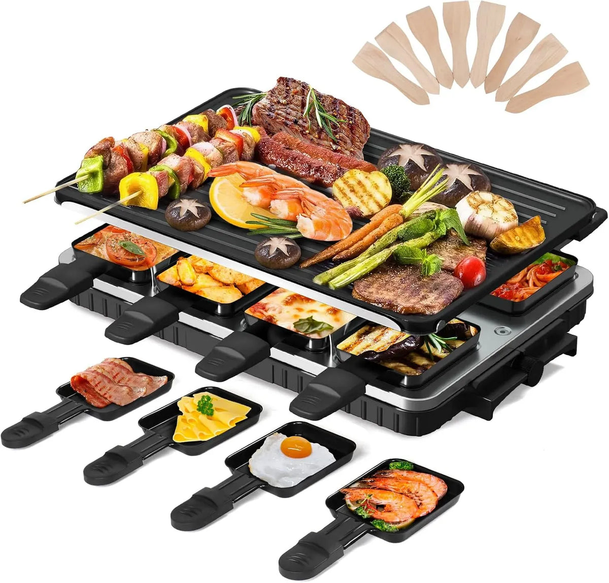 2-in-1 Grill, elektrischer Tischgrill, 1300 W, für 8 Personen