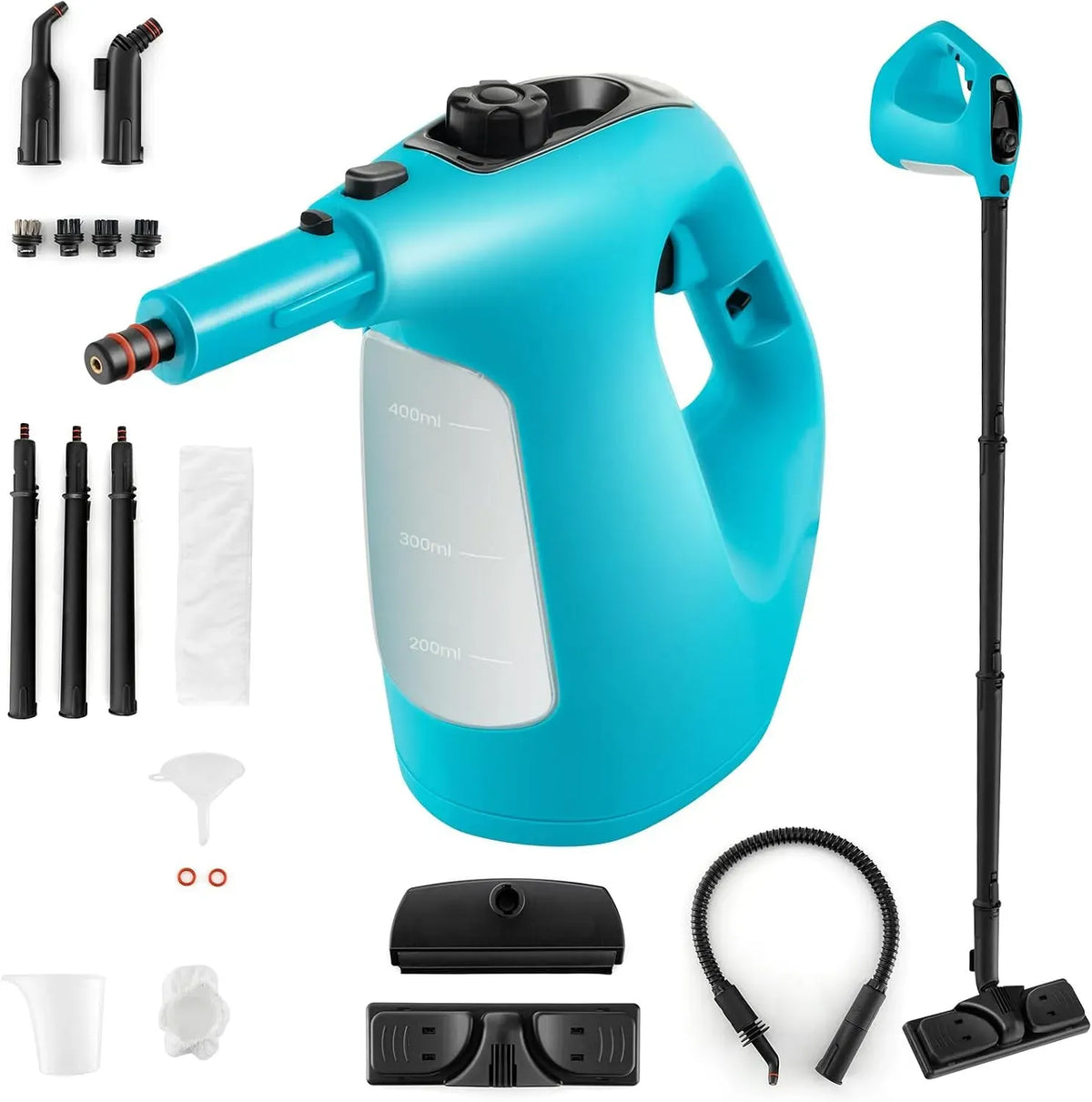 Dampfreiniger, 1500 W, SOARS, Druckdampf, Einsatz auf Böden, in Küche, Auto und an Fenstern, Blau, Dampfdruck: 2 bar, Tank: 400ML, 125 ℃